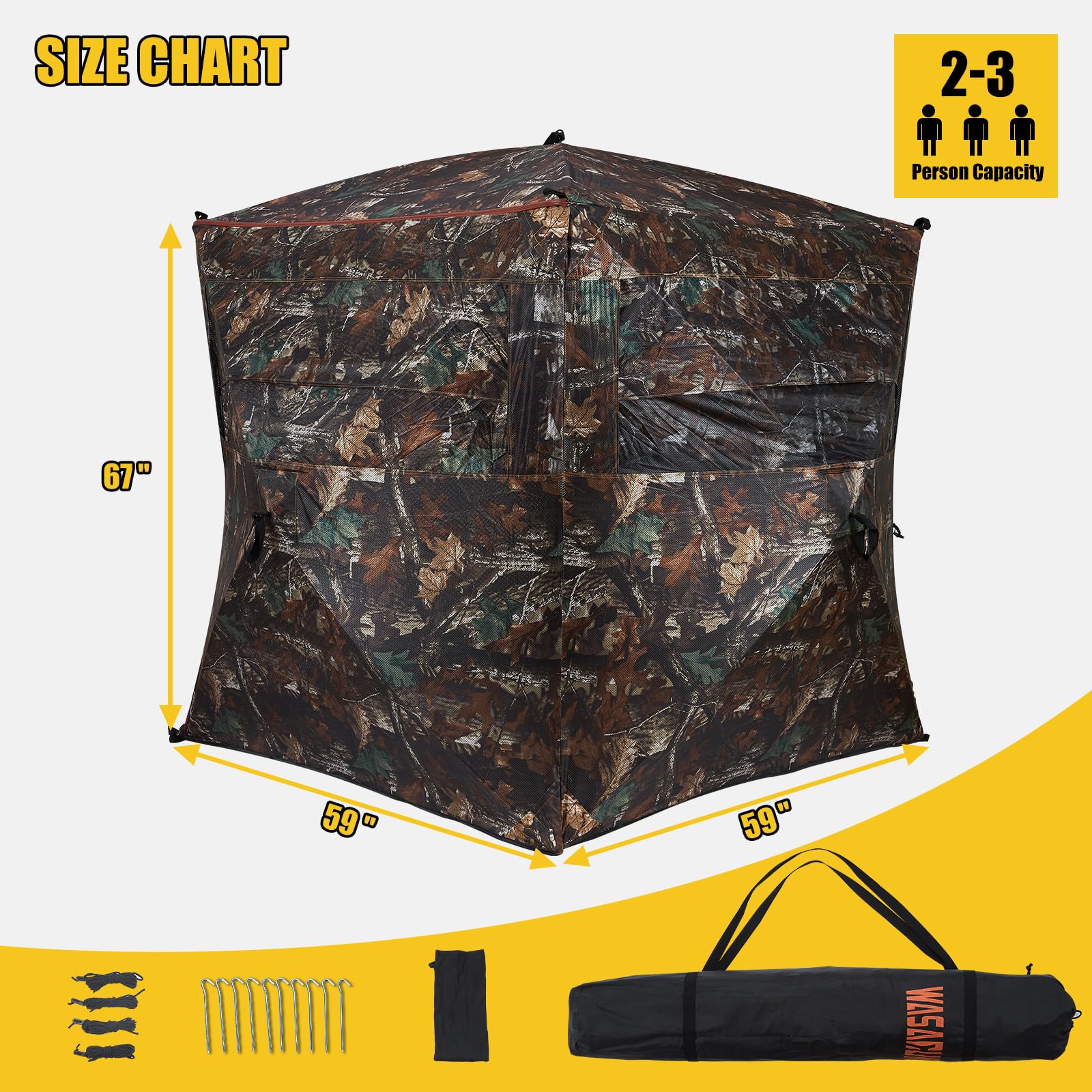 Amazon.co.jp: WASAGUN ハンティングブラインド 270度シースルー、2~3